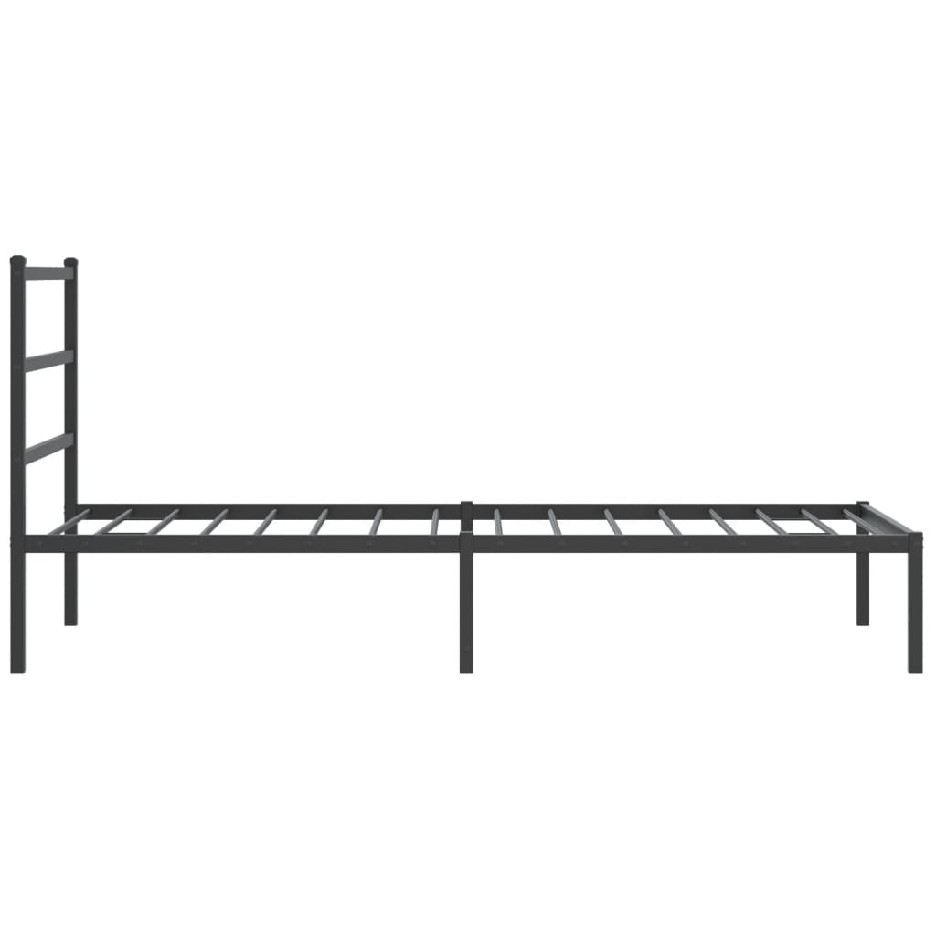 Metal Bed Frame without Mattress with Headboard Black 107x203cm