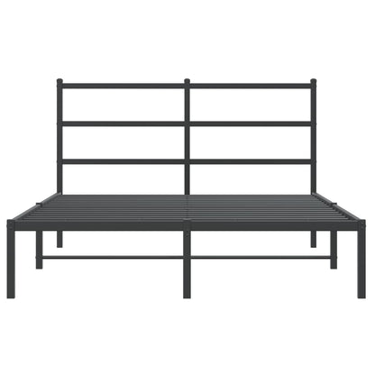 Metal Bed Frame without Mattress with Headboard Black 140x190cm