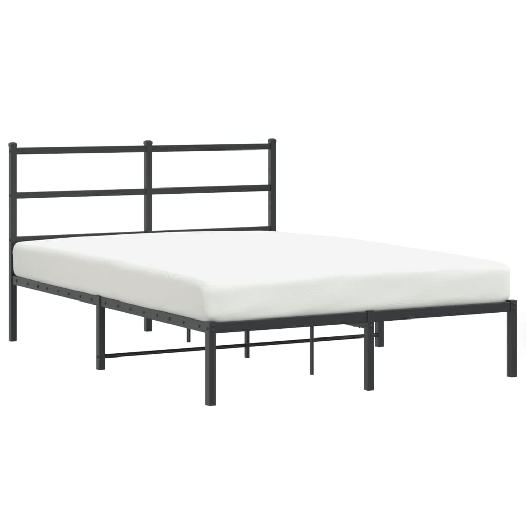 Metal Bed Frame without Mattress with Headboard Black 140x200cm