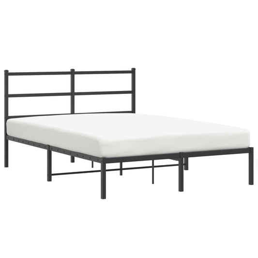Metal Bed Frame without Mattress with Headboard Black 140x200cm