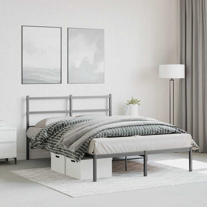 Metal Bed Frame without Mattress with Headboard Black 140x200cm