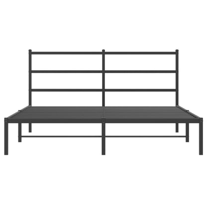 Metal Bed Frame without Mattress with Headboard Black 150x200cm