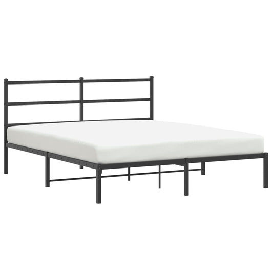 Metal Bed Frame without Mattress with Headboard Black 160x200cm
