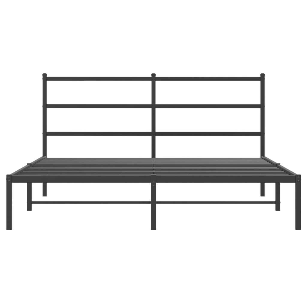Metal Bed Frame without Mattress with Headboard Black 160x200cm