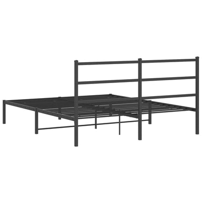 Metal Bed Frame without Mattress with Headboard Black 160x200cm