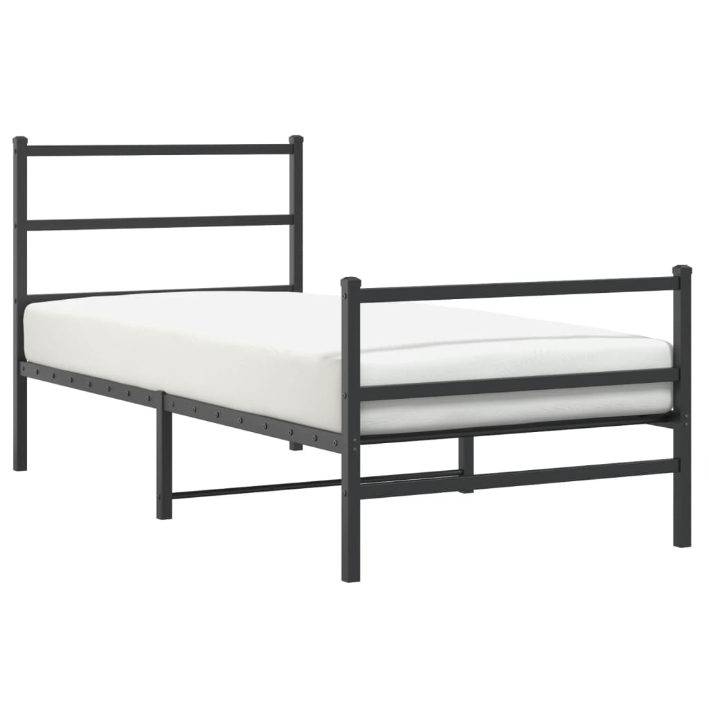 Metal Bed Frame without Mattress with Footboard Black 90x200cm