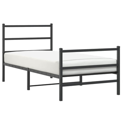 Metal Bed Frame without Mattress with Footboard Black 90x200cm