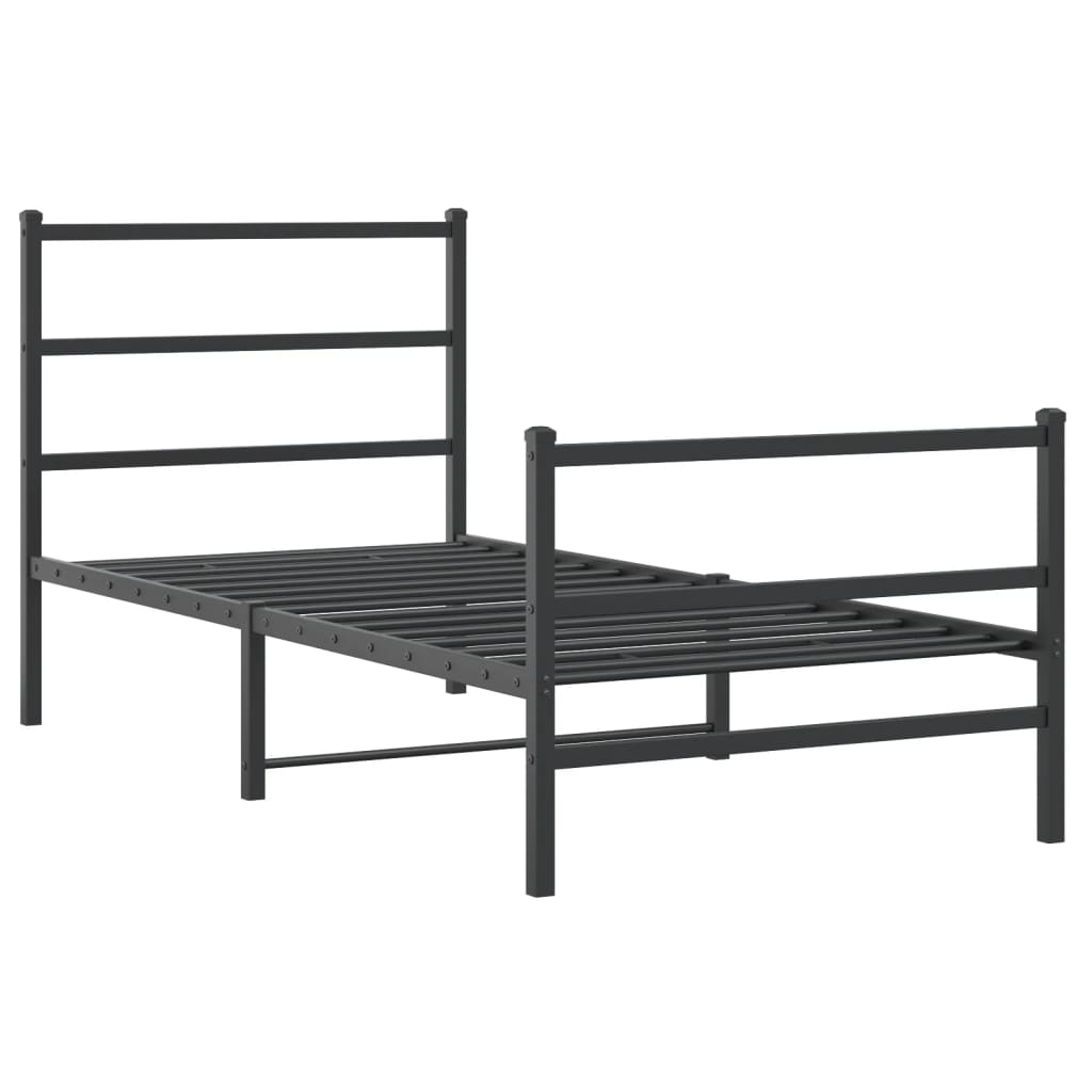 Metal Bed Frame without Mattress with Footboard Black 90x200cm