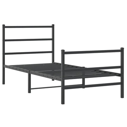 Metal Bed Frame without Mattress with Footboard Black 90x200cm