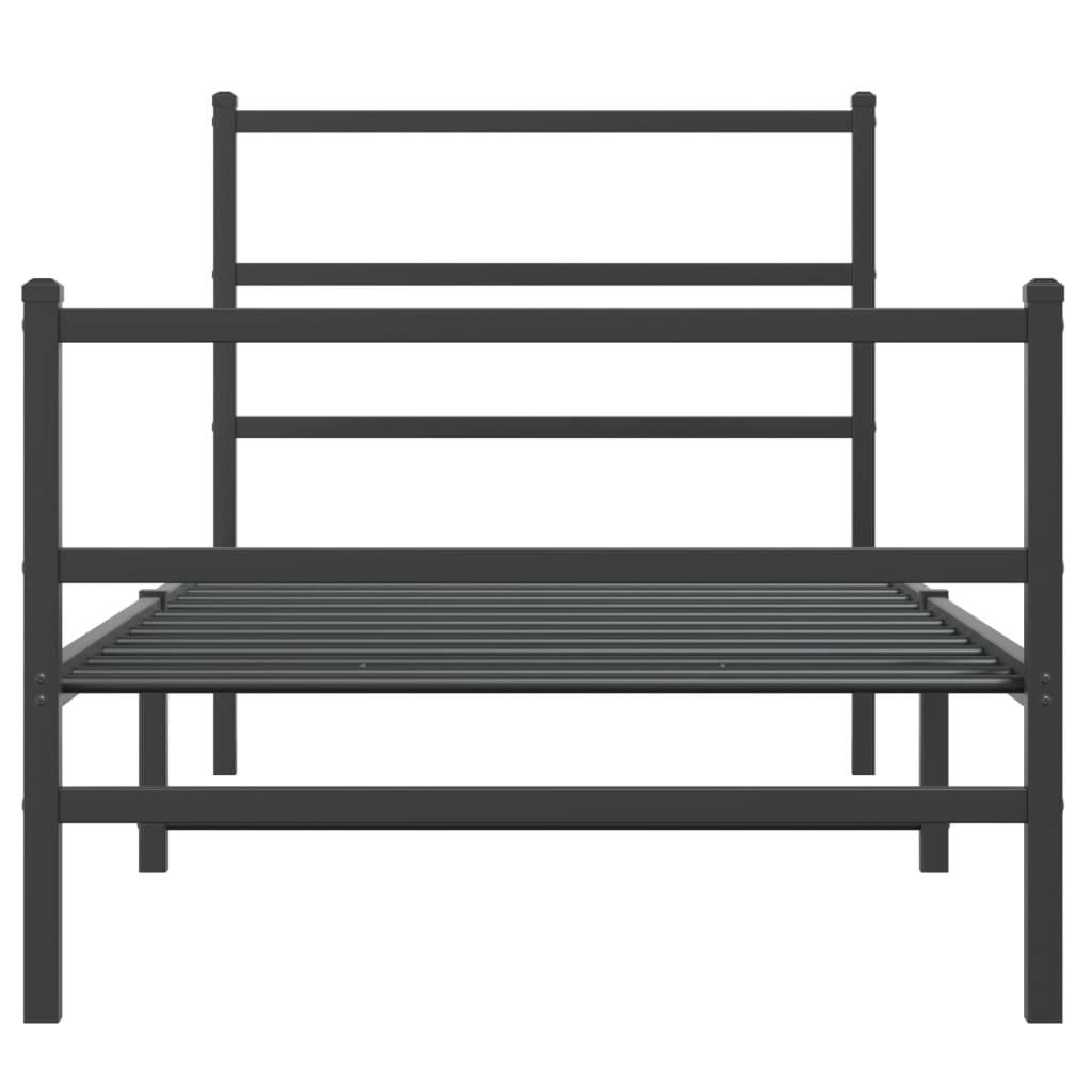 Metal Bed Frame without Mattress with Footboard Black 90x200cm