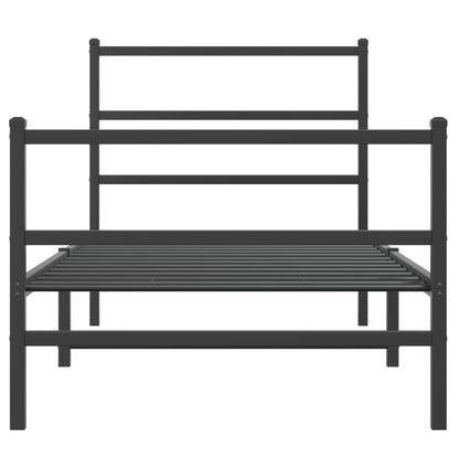 Metal Bed Frame without Mattress with Footboard Black 90x200cm