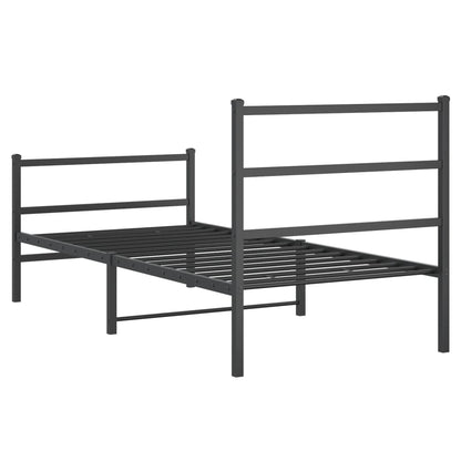 Metal Bed Frame without Mattress with Footboard Black 90x200cm