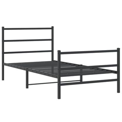 Metal Bed Frame without Mattress with Footboard Black 100x200cm
