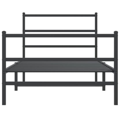 Metal Bed Frame without Mattress with Footboard Black 100x200cm
