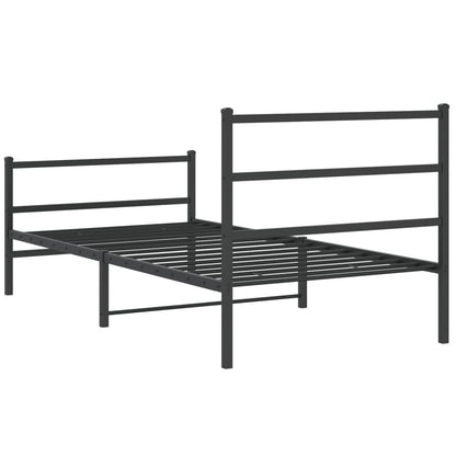Metal Bed Frame without Mattress with Footboard Black 100x200cm