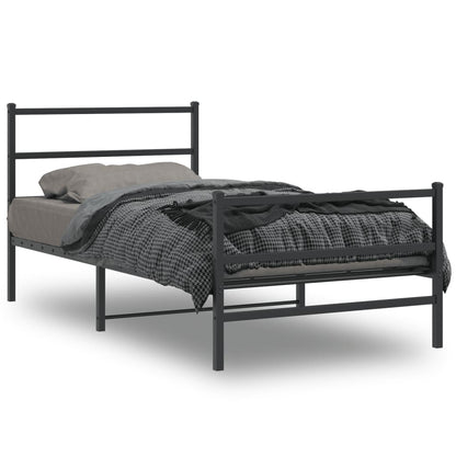 Metal Bed Frame without Mattress with Footboard Black 100x200cm