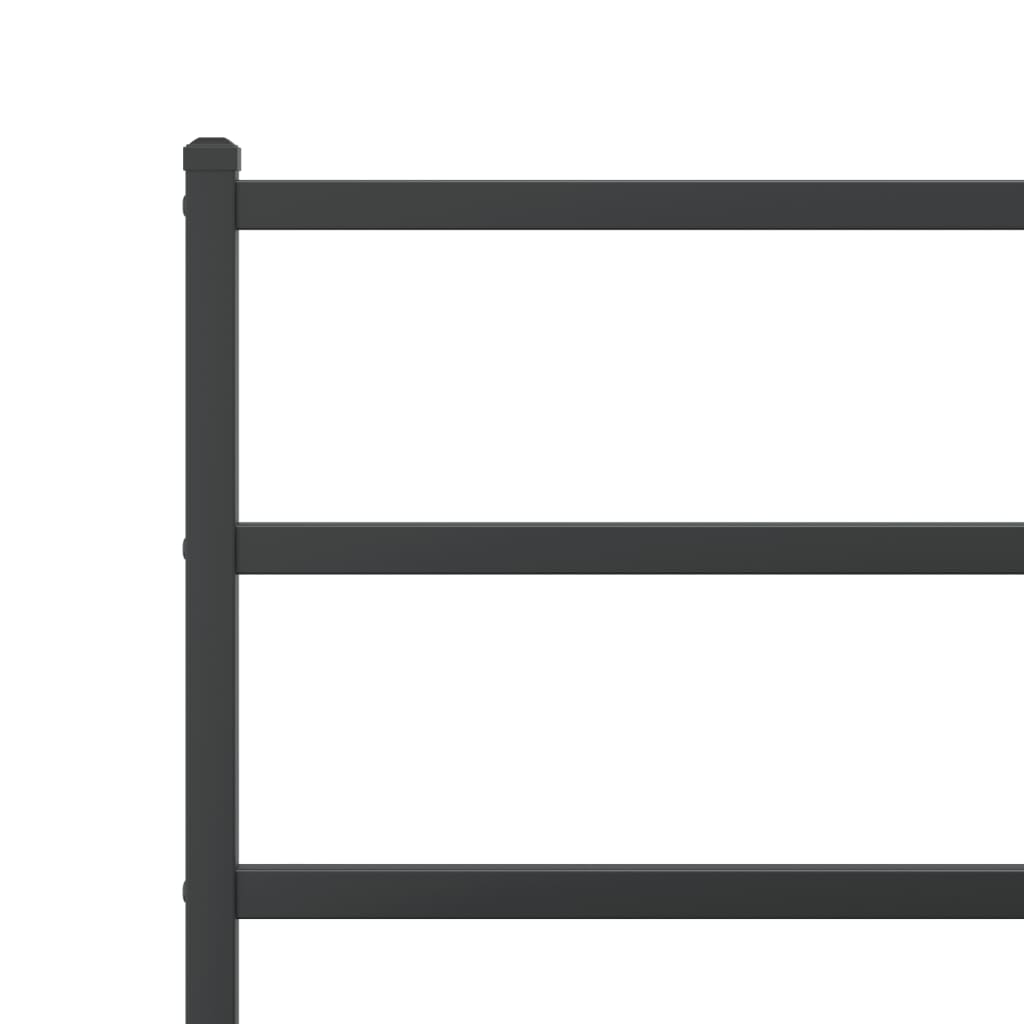 Metal Bed Frame without Mattress with Footboard Black 107x203cm