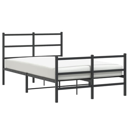 Metal Bed Frame without Mattress with Footboard Black 120x190cm