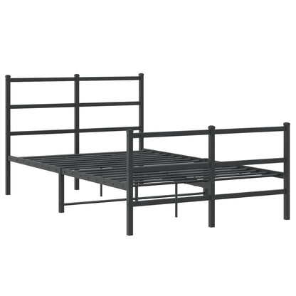 Metal Bed Frame without Mattress with Footboard Black 120x190cm