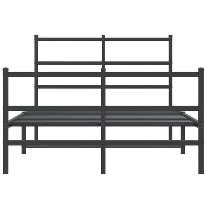 Metal Bed Frame without Mattress with Footboard Black 120x190cm