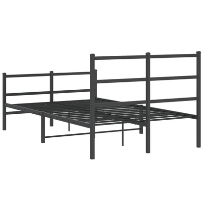 Metal Bed Frame without Mattress with Footboard Black 120x190cm