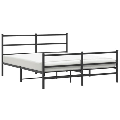 Metal Bed Frame without Mattress with Footboard Black 160x200cm