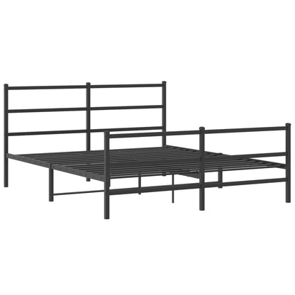 Metal Bed Frame without Mattress with Footboard Black 160x200cm