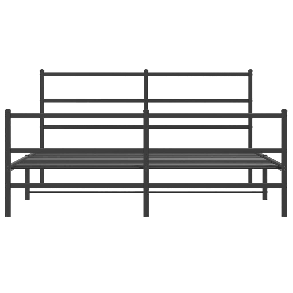 Metal Bed Frame without Mattress with Footboard Black 160x200cm
