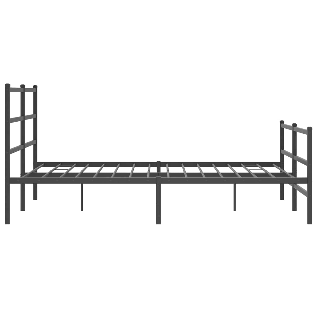 Metal Bed Frame without Mattress with Footboard Black 160x200cm