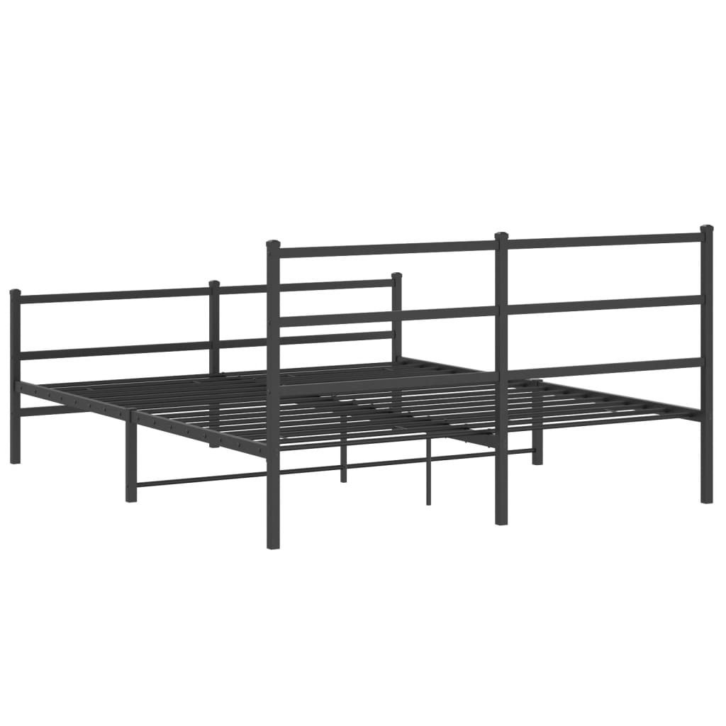 Metal Bed Frame without Mattress with Footboard Black 160x200cm
