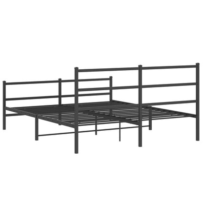 Metal Bed Frame without Mattress with Footboard Black 160x200cm