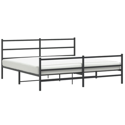 Metal Bed Frame without Mattress with Footboard Black 180x200cm