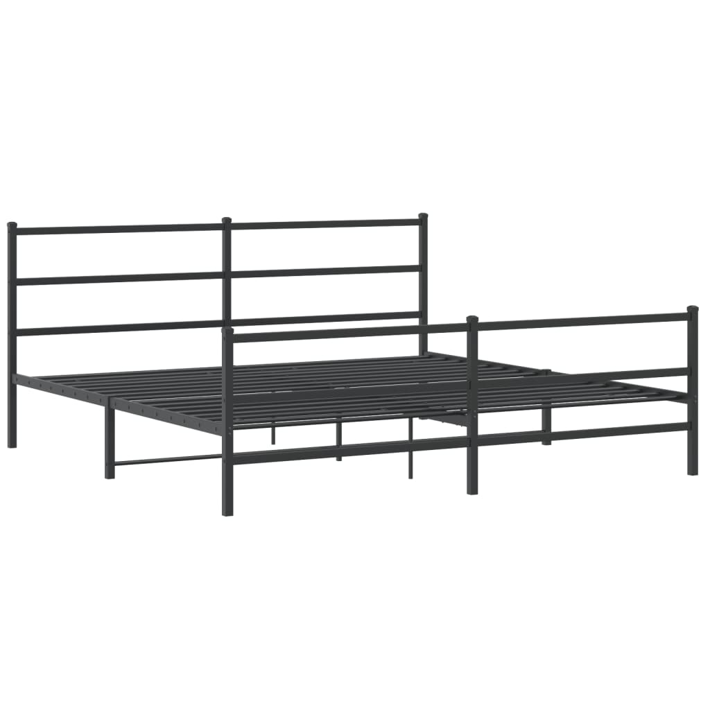 Metal Bed Frame without Mattress with Footboard Black 180x200cm