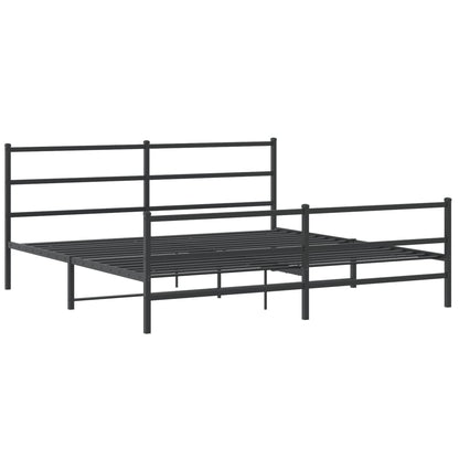 Metal Bed Frame without Mattress with Footboard Black 180x200cm