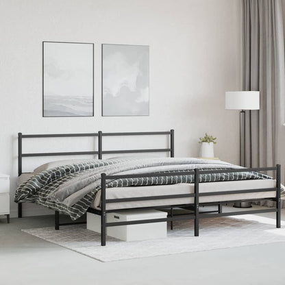 Metal Bed Frame without Mattress with Footboard Black 180x200cm