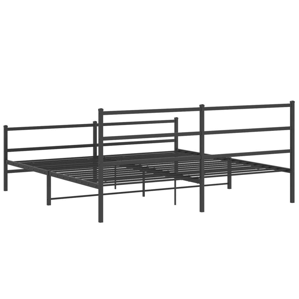 Metal Bed Frame without Mattress with Footboard Black 180x200cm