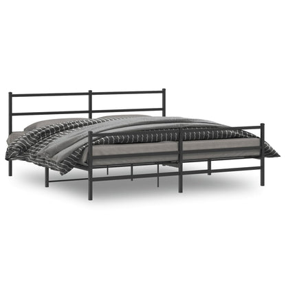 Metal Bed Frame without Mattress with Footboard Black 180x200cm