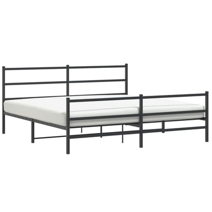 Metal Bed Frame without Mattress with Footboard Black 200x200cm