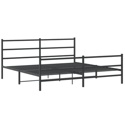 Metal Bed Frame without Mattress with Footboard Black 200x200cm