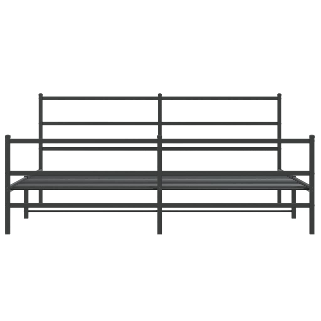 Metal Bed Frame without Mattress with Footboard Black 200x200cm