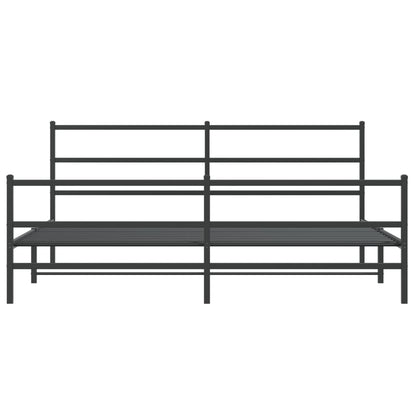 Metal Bed Frame without Mattress with Footboard Black 200x200cm
