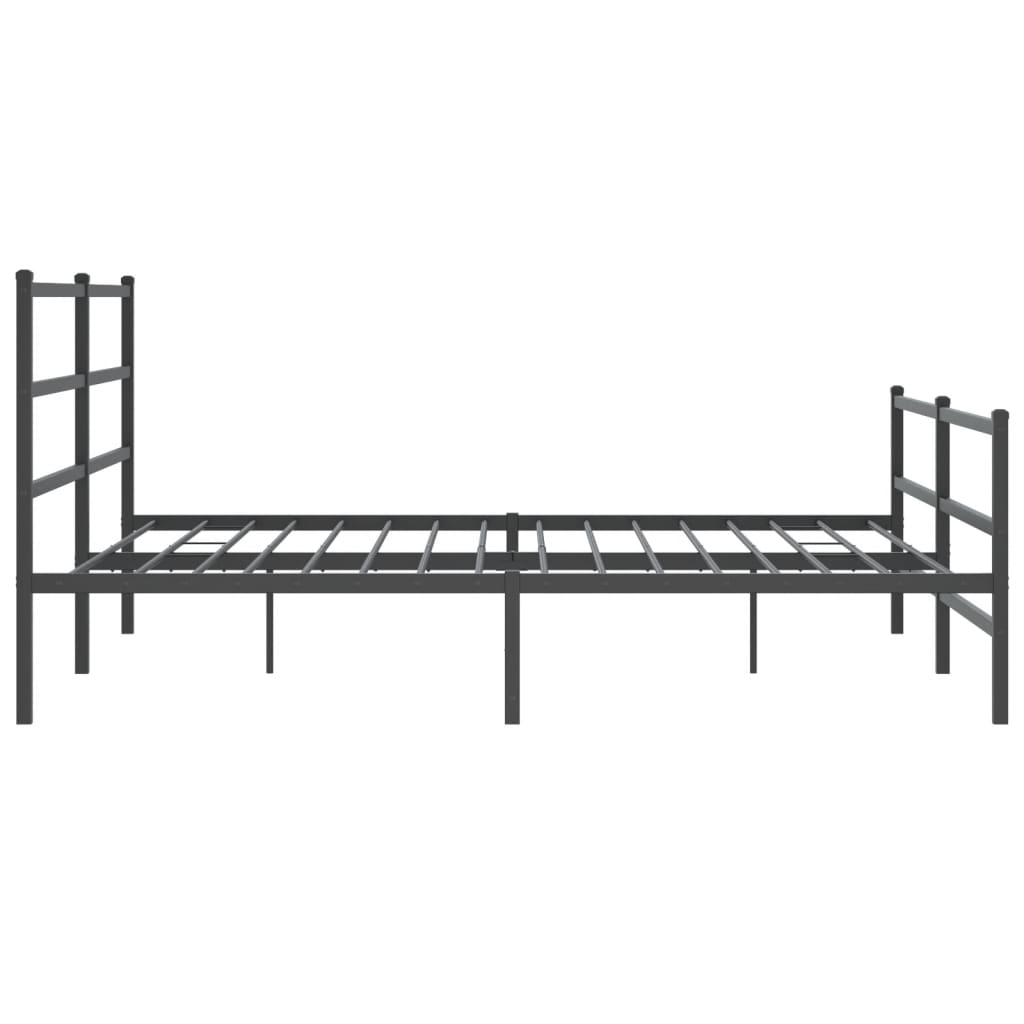Metal Bed Frame without Mattress with Footboard Black 200x200cm