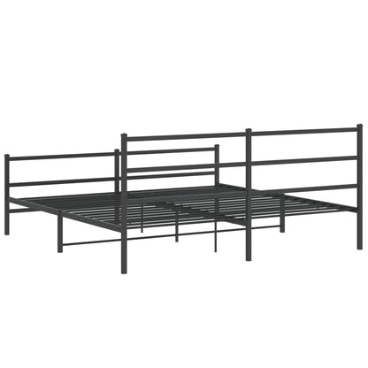 Metal Bed Frame without Mattress with Footboard Black 200x200cm