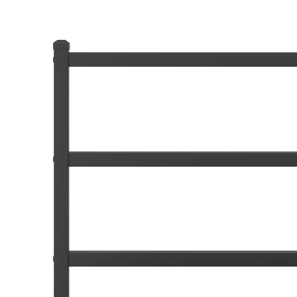 Metal Bed Frame without Mattress with Footboard Black 200x200cm