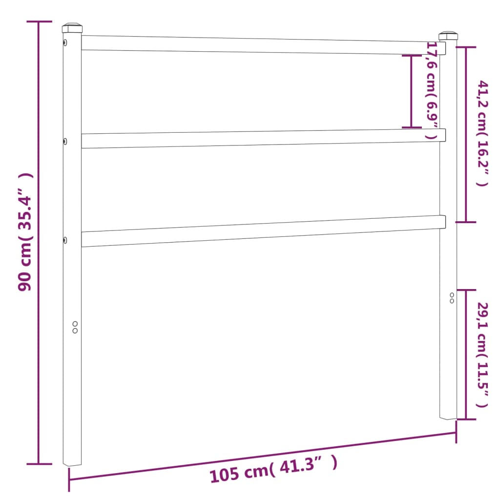 Metal Replace Headboard Black 100 cm