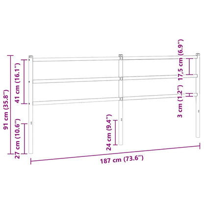 Metal Replace Headboard Black 180 cm