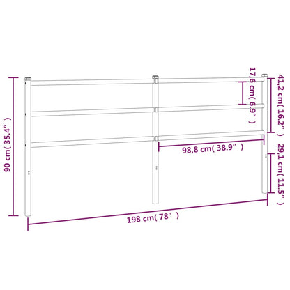 Metal Replace Headboard Black 193 cm