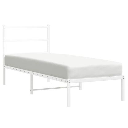 Metal Bed Frame without Mattress with Headboard White 80x200cm
