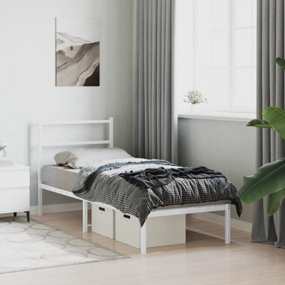 Metal Bed Frame without Mattress with Headboard White 80x200cm