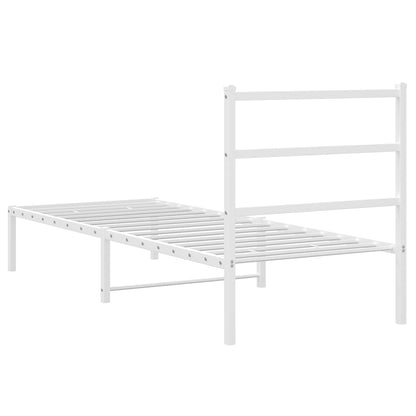 Metal Bed Frame without Mattress with Headboard White 80x200cm